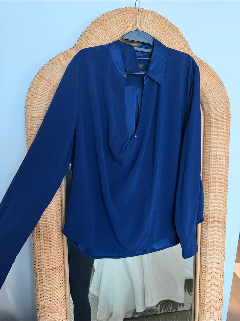 rag & bone cobalt blue draped collar blouse